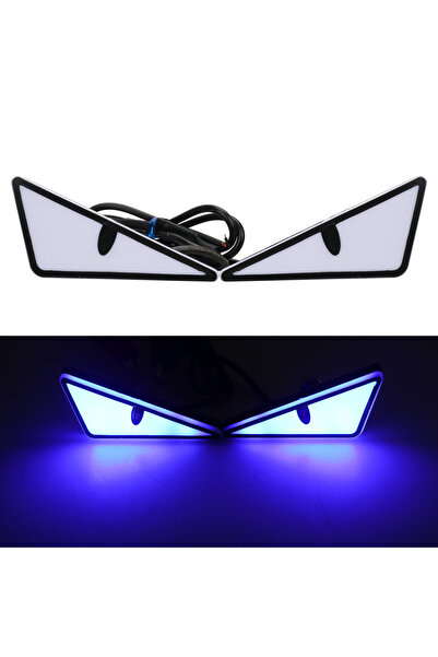 Choice5 مصباحان LED أزرقان للدراجات النارية بتصميم عين الشيطان، نصف دائرة/مثل...