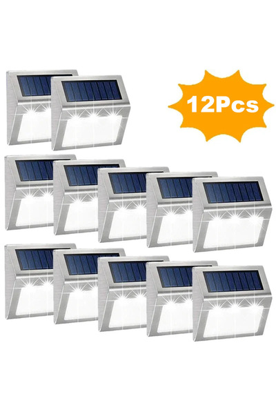 Choice4 أبيض - 12 قطعة، عبوة من 1-12 قطعة، مصابيح سطح LED تعمل بالطاقة الشمسي...