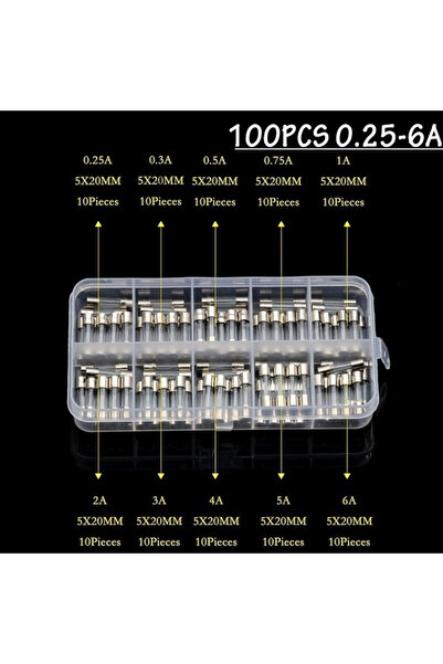 Choice3 100 قطعة من الفيوزات الزجاجية سريعة الانصهار 20×5 0.25-6 أمبير، فيوزا...
