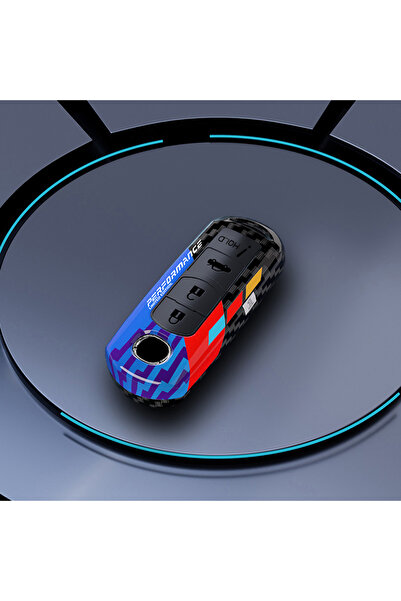 Choice11 غطاء حماية جديد أنيق لمفتاح السيارة من مادة ABS، بلون أزرق كربوني، ب...