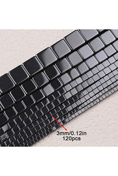 Choice3 3MM 120pcs Black Square Natural Hematite Stone Beads 2/3/4/6/8/10mm L...