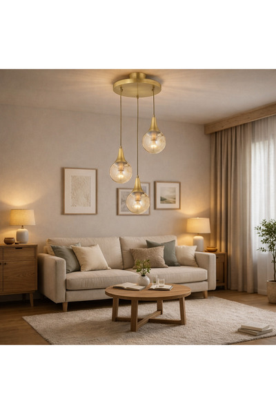 HubRom Полилей, DAMLA 3062-1750-03FRR 35x70 см 3xE27-60W Антично кафяв