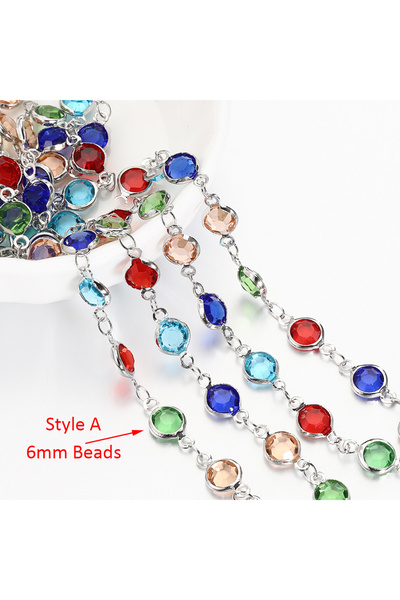 Choice10 سلسلة من خرز زجاجي ملون مطلي بالروديوم، طولها متر واحد، قطر كل خرزة ...