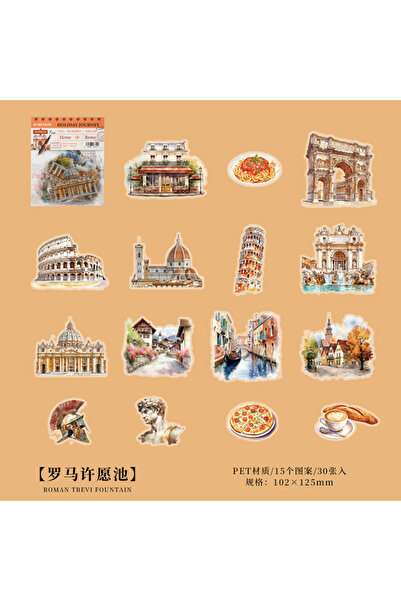 Choice C 30 قطعة/عبوة حقيبة ملصقات شفافة من مادة PET للسفر حول العالم لندن با...