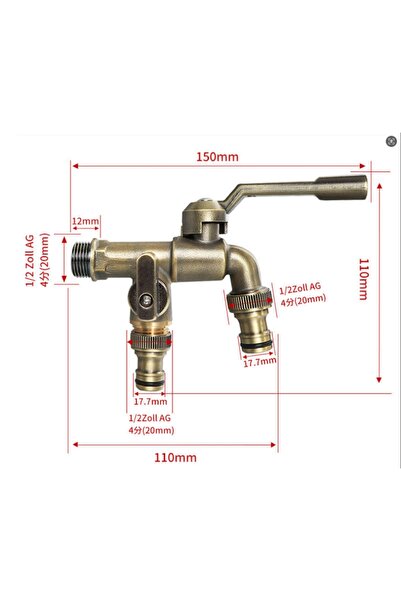 Choice11 صنبور خارجي عتيق أزرق اللون مضاد للتجمد من نوع All-per، مزود بمدخل و...