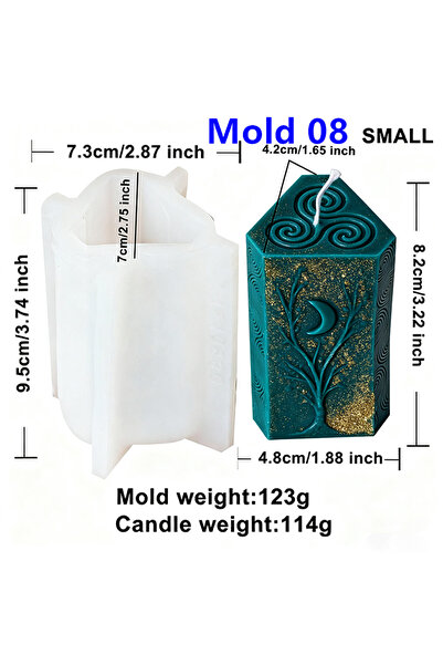 Choice7 قالب صغير 08 ثلاثي الأبعاد بنمط الشمس والقمر، قالب أسطواني، قالب شموع...