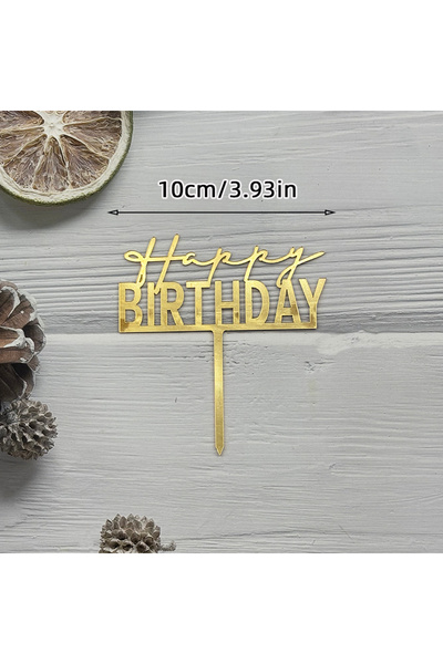 Choice23 E1 Rose Gold Happy Birthday Cake Topper Acrylic Letter Cupcake Toppe...