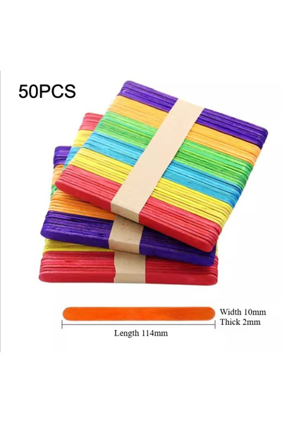 Choice4 أعواد مصاصة ملونة بطول 114 مم، أعواد آيس كريم، أعواد خشبية للأعمال ال...