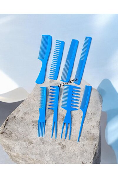 Kezban Tekstil Professional Hairdresser Hair and Makeup Comb Set of 8