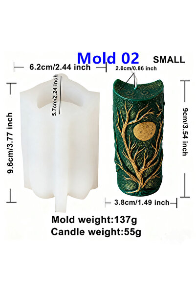 Choice1 قالب صغير 02 ثلاثي الأبعاد بنمط الشمس والقمر، قالب أسطواني، قالب شموع...