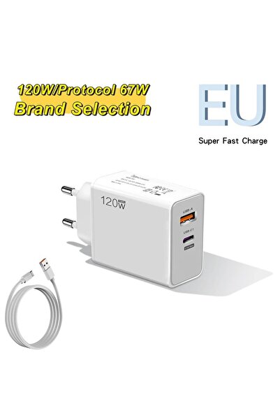 Choice3 White Set EU PD USB 120W Fast Charging Mobile Phone Charger For iPhon...