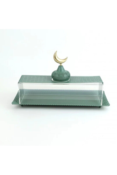 Generic Serving Tray with Metal Base and Acrylic Cover - Ramadan Design