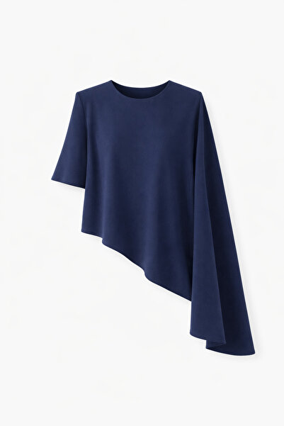 HAZELANNA Modal Pelerinli Lacivert Bluz