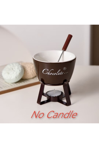Choice4 Brown Bowl 260ML Ceramic Cholate Fondue Pot Warmer Reusable Heat Safe...