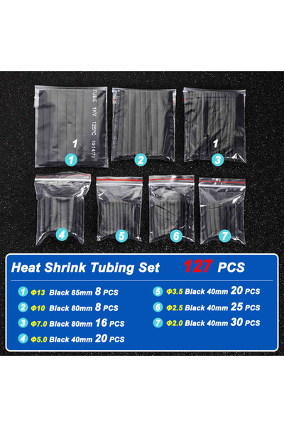 Choice10 مجموعة أنابيب الانكماش الحراري (127 قطعة) في حقيبة، أنابيب مقاومة لل...
