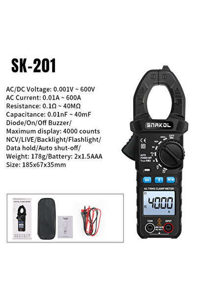 choice2 SK-201 SNAKOL Clamp Meter Multimeter AC/DC Voltage Current 6000 Count...