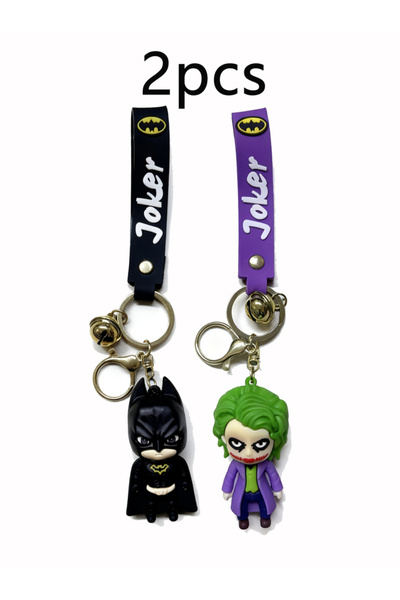 Choice16 2 قطعة - سلسلة مفاتيح على شكل دمية شخصية أنمي هارلي كوين، مارفل، بات...