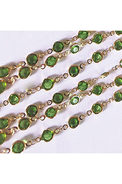 Choice4 A-Green-KC Gold 1 Meter 6mm Colorful Glass Beads per Chain for DIY Ne...