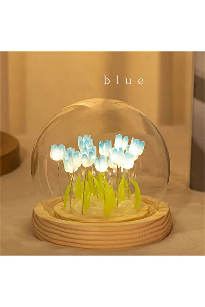 Choice1 blue Atificial Tulip Flower Night Light Handmade DIY Bedside Lamp LED...