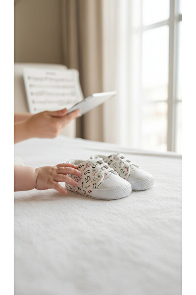 balbeybi Bebek Klasik Müzik Notalı Ayakkabı Kaydırmaz Taban İlk Adım Ortapedi...