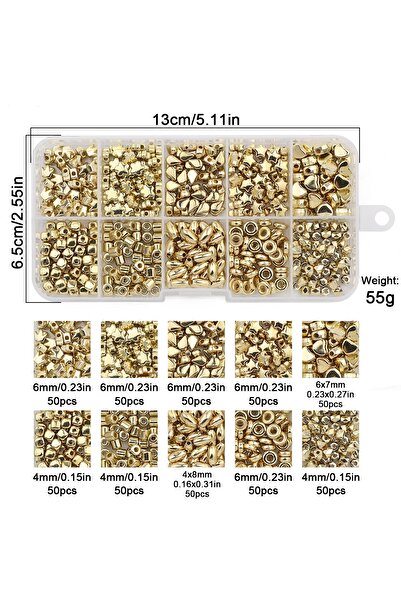 Choice5 TH22-KC Gold Boxed CCB Beads Kit Golden Silvery,Star Heart Round Loos...