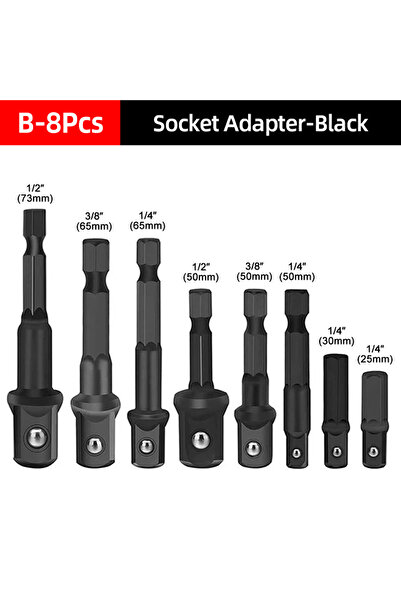 Choice7 مجموعة لقم ثقب سوداء مكونة من 8 قطع، مقاسات 1/4 بوصة، 3/8 بوصة، 1/2 ب...