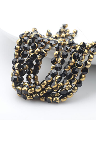 Choice7 48 قطعة/مجموعة من خرز زجاجي كريستالي مطلي فريد من نوعه، أسود اللون، 6...