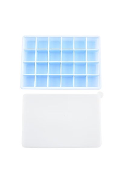 Choice12 قالب مكعبات ثلج سيليكون أزرق احترافي، 24 قسم، قالب مكعبات ثلج مربع ك...