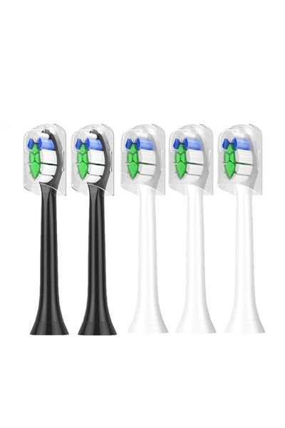Choice3 3 رؤوس فرشاة أسنان بيضاء و2 سوداء، عبوة من 5/10 رؤوس بديلة، متوافقة م...