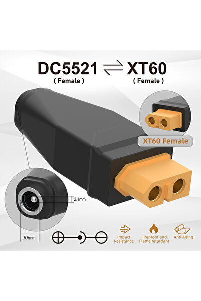 Choice4 محول رأس موصل DC5521 أنثى إلى XT60 أنثى إلى DC5211، محول إلى قابس DC5...
