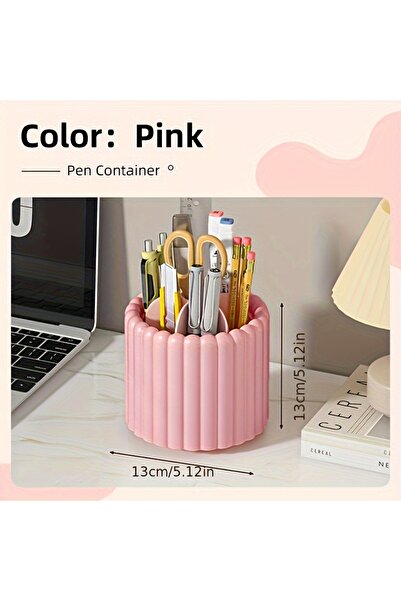 Choice Pink Modern Minimalist 360° Rotating Desk Organizer Pen Holder - Space...