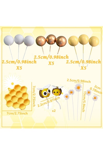 Choice4 Set 1 LaVenty Bee Cake Decorati Honey Comb Decorati Bee Cupcake Toppe...
