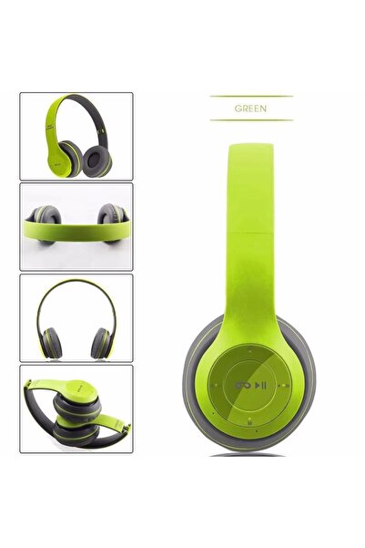 Choice1 سماعة رأس لاسلكية بلوتوث P47 خضراء اللون مع ميكروفون، قابلة للطي، صوت...