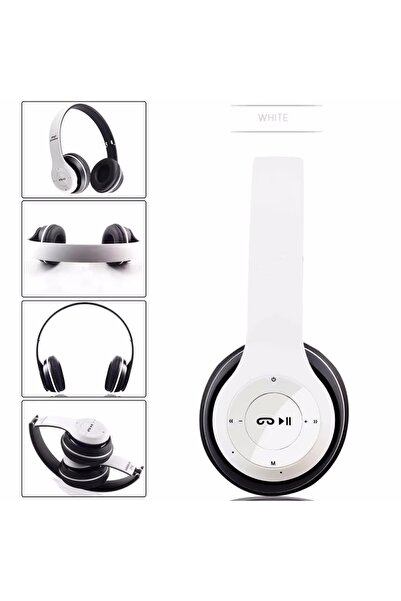 Choice سماعة رأس لاسلكية بلوتوث P47 بيضاء اللون مع ميكروفون، قابلة للطي، صوت ...