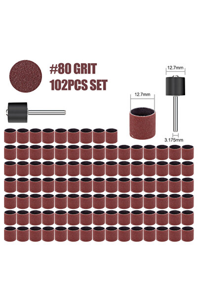 Choice5 102 قطعة من أسطوانة الصنفرة CMCP مقاس 12.7 مم بحبيبات 80 و100 و120 مع...