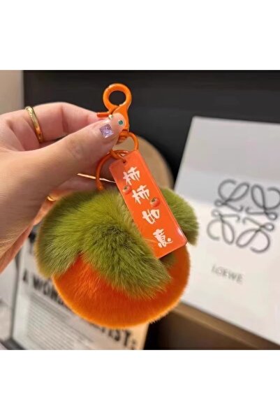 Choice8 سلسلة مفاتيح على شكل فاكهة الكاكي البرتقالية من بانداي، كرة فرو أرنب ...