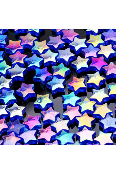 Choice5 Blue 50pcs Transparent AB Color Five-pointed Star Acrylic Beads Loose...