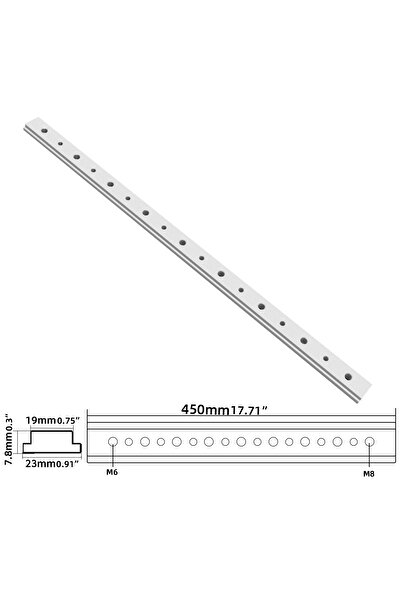 Choice1 قضيب منزلق فضي اللون بفتحات، طوله 450 مم، يُستخدم كمقياس لمنشار الطاو...