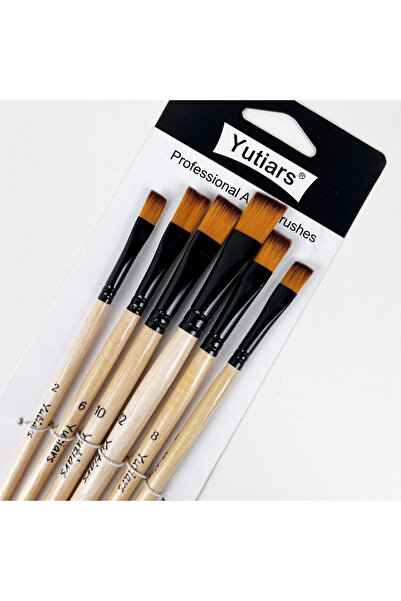 Choice6 6pcs wood flat 24/6pcs Artist Paint Brushes Set Nylon Tips Artist Pai...