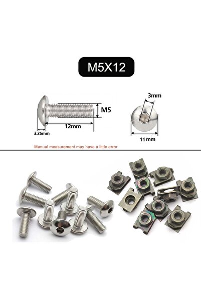 Choice4 M5X12 10 Set Plastic Cover Silver Metal Screw Bolt and U Type Clips w...