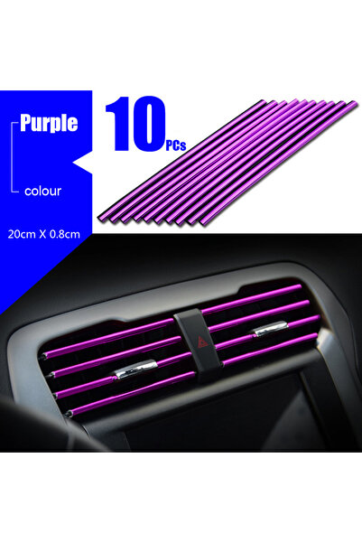 Choice1 Purple 10Pcs U-shaped Car Air Outlet Decorative Strip Chrome-Plated P...