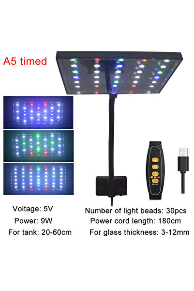 choice2 مصباح LED لحوض السمك بمنفذ USB ومؤقت A5، مصباح كامل الطيف لنمو النبات...