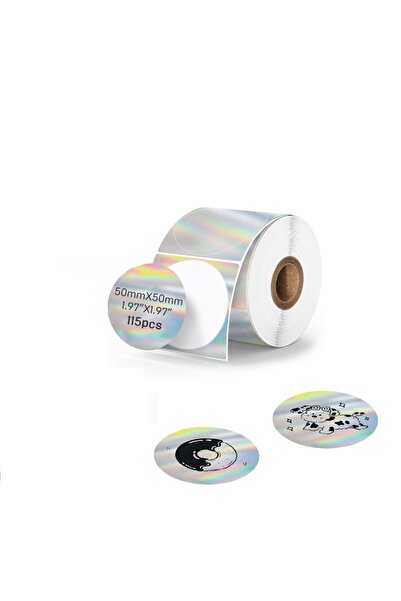 Choice7 ملصق طابعة ملصقات حرارية ثلاثية الأبعاد من كايشن، فضي اللون، دائري، 5...