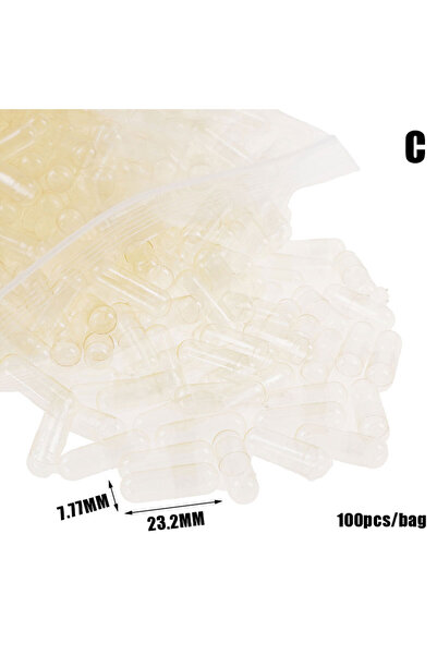 Choice1 100 قطعة من كبسولات الجيلاتين الصلبة الفارغة، كبسولات أدوية شفافة فارغة