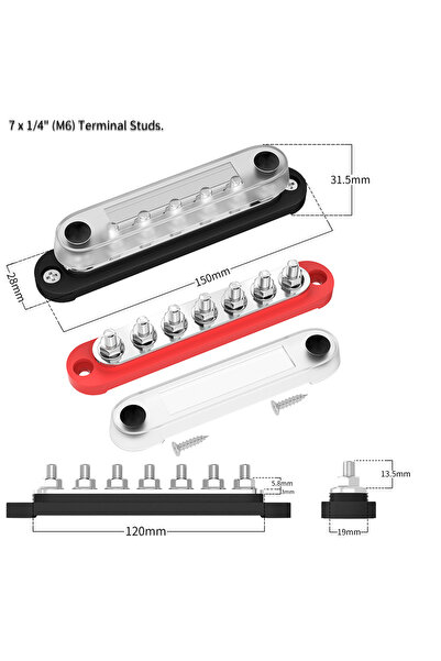 choice2 2PCS 7XM6 DaierTek Car Terminal Blk Negative Bus Bar 12V 150A Termina...