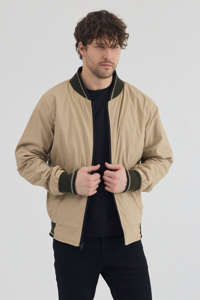 STONCS Men's Dark Khaki Cotton Double-Sided Seasonal Coat