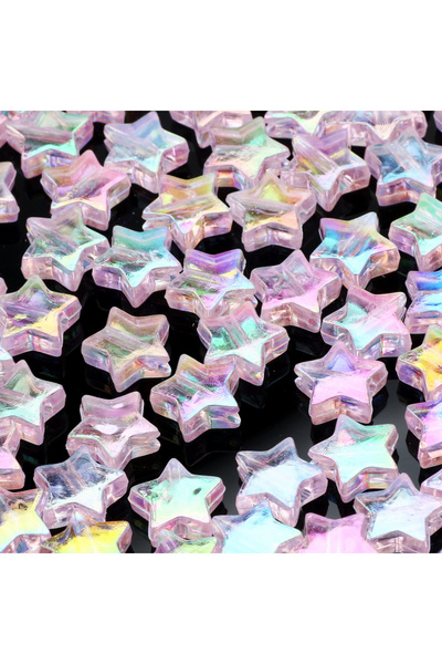 Choice7 Pink 50pcs Transparent AB Color Five-pointed Star Acrylic Beads Loose...