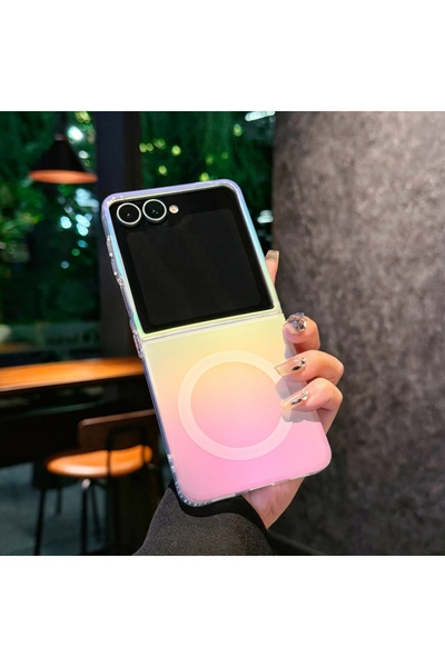 Choice غلاف هاتف مغناطيسي جديد غير لامع بتصميم قوس قزح متدرج الألوان، مناسب ل...