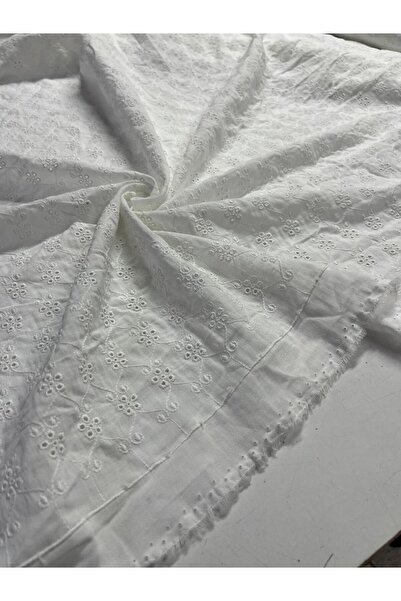 Kumaş sever 100% Pure Cotton Floral Embroidered Brode Fisto Fabric - Width 15...