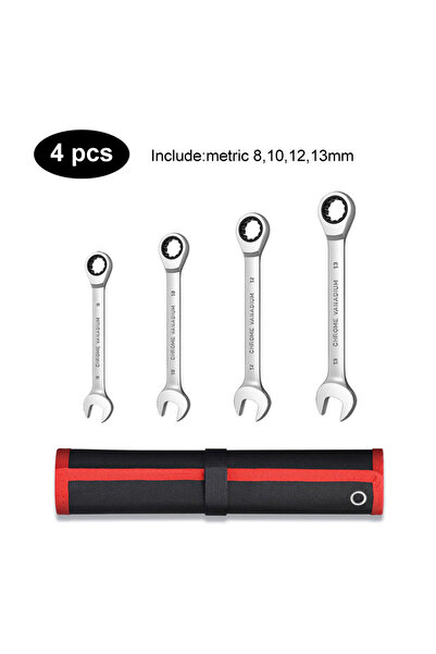 Choice5 مجموعة مفاتيح ربط بسقاطة مكونة من 4 قطع (8-13) متري وقياسي، مفتاح ربط...